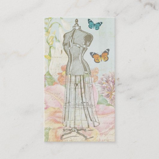  Mode Ontwerper Dress Form Antiek Floral Visitekaartje (Voorkant)