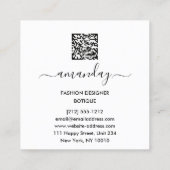 Mode Ontwerper Glitter Dress Logo QR Gold Blue Vierkante Visitekaartje (Achterkant)