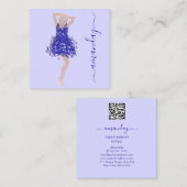 Mode Ontwerper Roos Blauw Dress QR Logo Vierkante Visitekaartje (Voorkant / Achterkant)