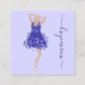 Mode Ontwerper Roos Blauw Dress QR Logo Vierkante Visitekaartje (Voorkant)