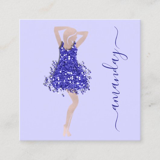 Mode Ontwerper Roos Blauw Dress QR Logo Vierkante Visitekaartje (Voorkant)