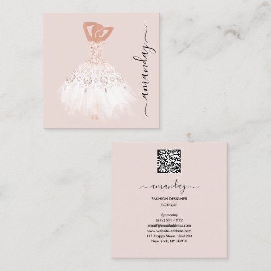 Mode Ontwerper Roos drukker Logo QR-code Vierkante Visitekaartje (Voorkant / Achterkant)