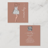 Mode Ontwerper Roos Grijze Dress QR-code Vierkante Visitekaartje (Voorkant / Achterkant)