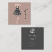 Mode Ontwerper Winkelen Dress QR Code Roos Vierkante Visitekaartje (Voorkant / Achterkant)
