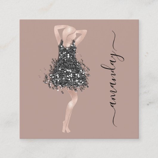 Mode Ontwerper Winkelen Dress QR Code Roos Vierkante Visitekaartje (Voorkant)