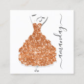Mode Ontwerper Winkelen Glitter Dress QR Code Wit Vierkante Visitekaartje (Voorkant)