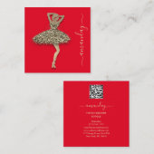 Mode Ontwerper Winkelwinkel QR Code Logo Gold Red Vierkante Visitekaartje (Voorkant / Achterkant)