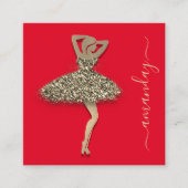 Mode Ontwerper Winkelwinkel QR Code Logo Gold Red Vierkante Visitekaartje (Voorkant)