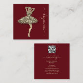 Mode Ontwerper Winkelwinkel QR Code Logo Gold Red Vierkante Visitekaartje (Voorkant / Achterkant)