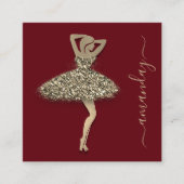 Mode Ontwerper Winkelwinkel QR Code Logo Gold Red Vierkante Visitekaartje (Voorkant)