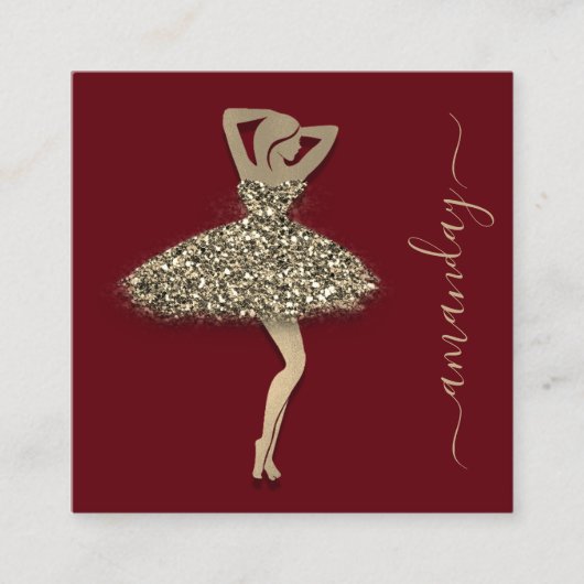 Mode Ontwerper Winkelwinkel QR Code Logo Gold Red Vierkante Visitekaartje (Voorkant)