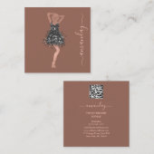 Mode Ontwerper Winkelwinkel QRCode Logo Glam Vierkante Visitekaartje (Voorkant / Achterkant)