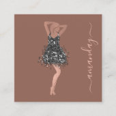 Mode Ontwerper Winkelwinkel QRCode Logo Glam Vierkante Visitekaartje (Voorkant)