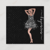 Mode Ontwerper Winkelwinkel QRCode Logo Grijs Vierkante Visitekaartje (Voorkant)