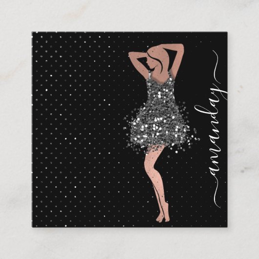 Mode Ontwerper Winkelwinkel QRCode Logo Grijs Vierkante Visitekaartje (Voorkant)