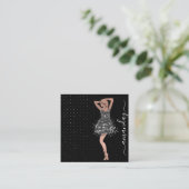 Mode Ontwerper Winkelwinkel QRCode Logo Grijs Vierkante Visitekaartje (Staand voorkant)