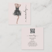 Mode Ontwerper Winkelwinkel QRCode Logo RosePowder Vierkante Visitekaartje (Voorkant / Achterkant)