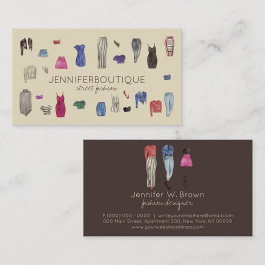 Mode Ontwerpwaslijst naaikleding Visitekaartje (Voorkant / Achterkant)