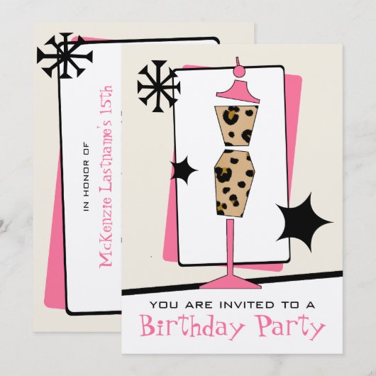 Mode op dag van geboorte van leopard-drukblad kaart (Voorkant / Achterkant)