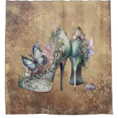 Mode op hoge hoogte met Floral Butterfly Douchegordijn (Voorkant)