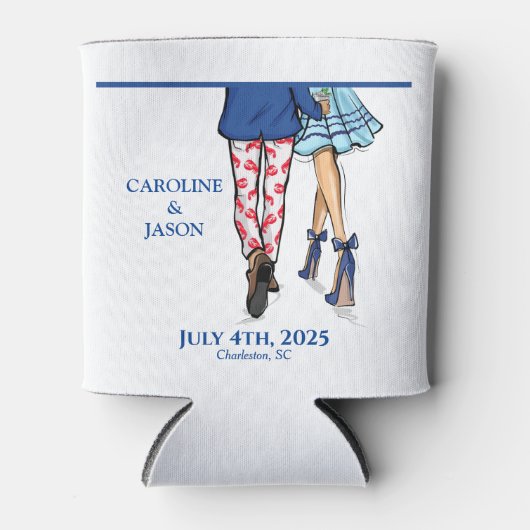 Mode paar rode kreeft Douche bruiloft gunsten Blikjeskoeler (Voorkant)