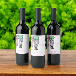 Mode paar rode kreeft Douche bruiloft gunsten Wijn Etiket