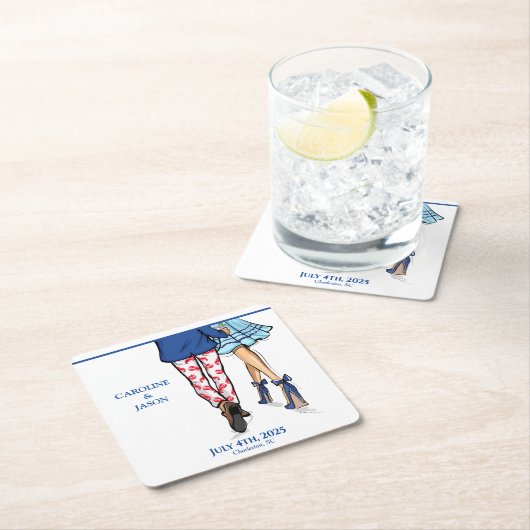 Mode paar rode kreeft Douche bruiloft Kartonnen Onderzetters (Insitu)