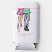 Mode paar rode kreeft Douche bruiloft Seltzer Blikjeskoeler (Achterkant)