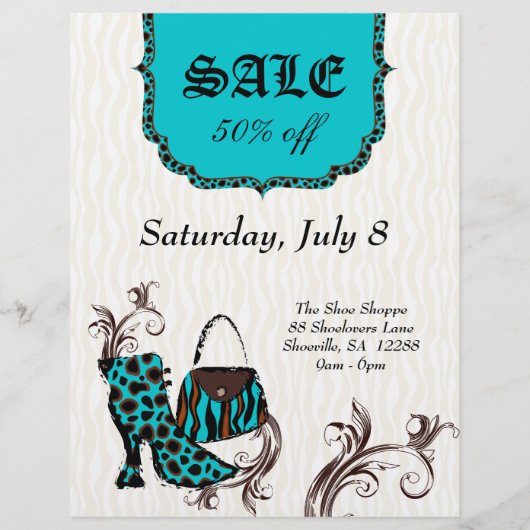 Mode Paars Boot Zebra Leopard Sale Flyer (Voorkant)