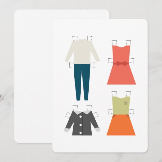 Mode papierdollar kaart (Voorkant / Achterkant)