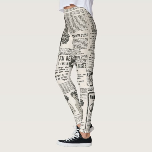 mode Parijs 1919: Antiek krantenpagina Leggings (Links)