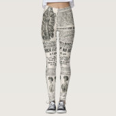 mode Parijs 1919: Antiek krantenpagina Leggings (Voorkant)