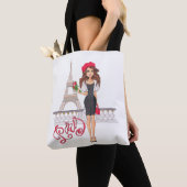 Mode Paris Girl Hand Painted Tote Bag (Dichtbij)