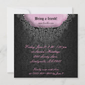 Mode Partij Elegant Damask Pink Grey Kaart (Achterkant)