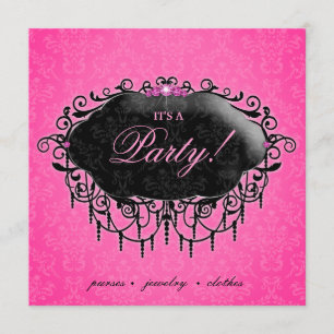 Mode Partij Elegant Damask roze zwart Kaart
