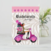 Mode Partij nodigt Scooter Woman Black uit Kaart (Staand voorkant)