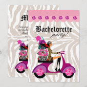 Mode Partij nodigt Scooter Woman Black uit Kaart (Voorkant / Achterkant)