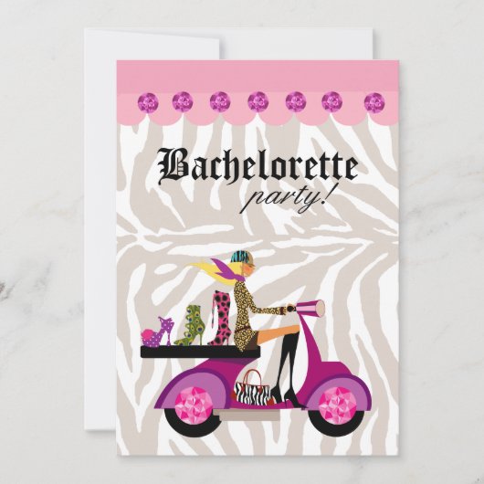 Mode Party Blonde Scooter Woman Zebra Shoes Kaart (Voorkant)