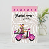 Mode Party Blonde Scooter Woman Zebra Shoes Kaart (Staand voorkant)