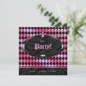 Mode Party Houndstooth Fleur de lis Pink Spring Kaart (Staand voorkant)