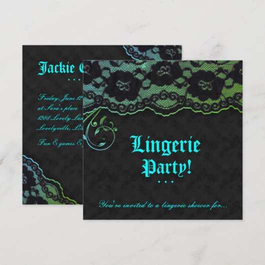 Mode Party pine Lace Blue Green Black Kaart (Voorkant / Achterkant)