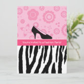 Mode Party Trendy Zebra Girly Pink Shoes Kaart (Staand voorkant)