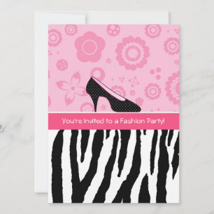 Mode Party Trendy Zebra Girly Pink Shoes Kaart