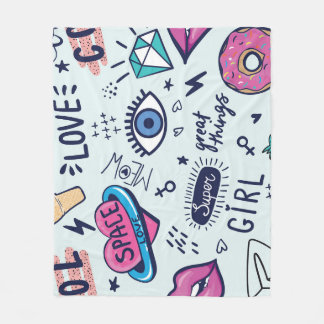 Mode Patch: Pop Art Stickers. Fleece Deken
