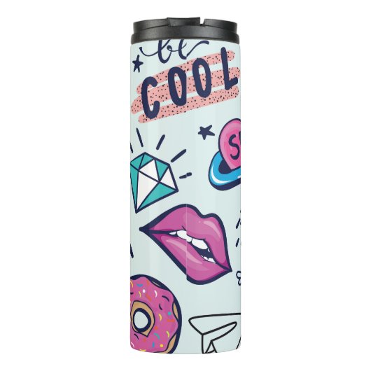Mode Patch: Pop Art Stickers. Thermosbeker (Achterkant)