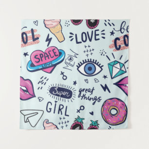 Mode Patch: Pop Art Stickers. Wandkleed