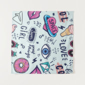 Mode patchbadges. Naadloos patroon met roze g Wandkleed (Voorkant (horizontaal))