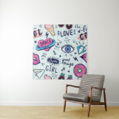 Mode patchbadges. Naadloos patroon met roze g Wandkleed (In situ)