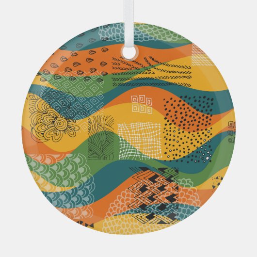 Mode Patchwork: Golvende Abstracte kunst Glas Ornament (Voorkant)