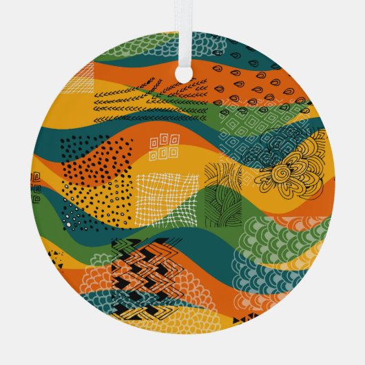 Mode Patchwork: Golvende Abstracte kunst Glas Ornament (Achterkant)
